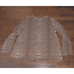 Susan Graver Style Top Womens XL Extra Large Zebra Animal Print Made in USA